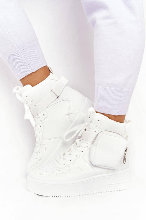 Sportowe Buty Na Platformie Z Nerką Białe Alexis