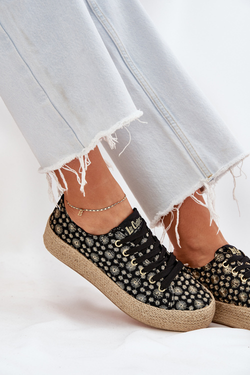 Wzorzyste Trampki Damskie Na Platformie Z Plecionką Lee Cooper LCW-25-08-3647L Czarne