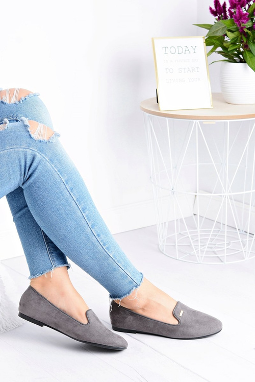 Baleriny Damskie Szare Zamszowe Neala