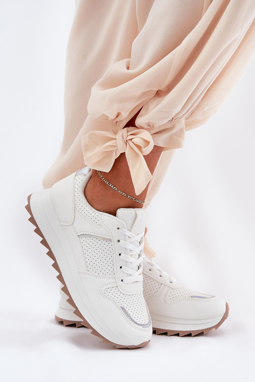 Damskie Buty Sportowe Na Platformie Białe Yandia