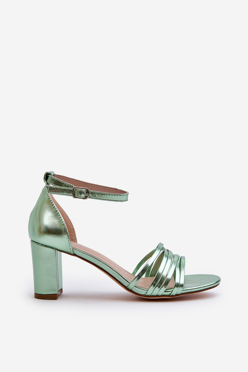 Sandały Na Słupku Z Paseczkami Zielone Enitia