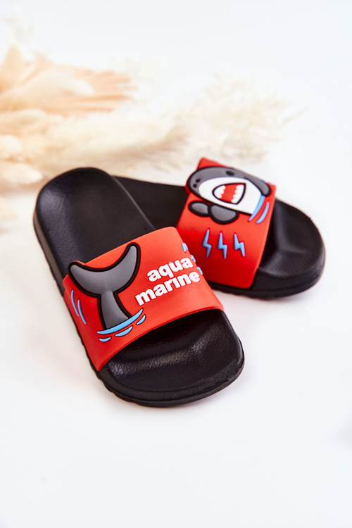 Lekkie Dziecięce Klapki Czerwono-Czarne Sharky