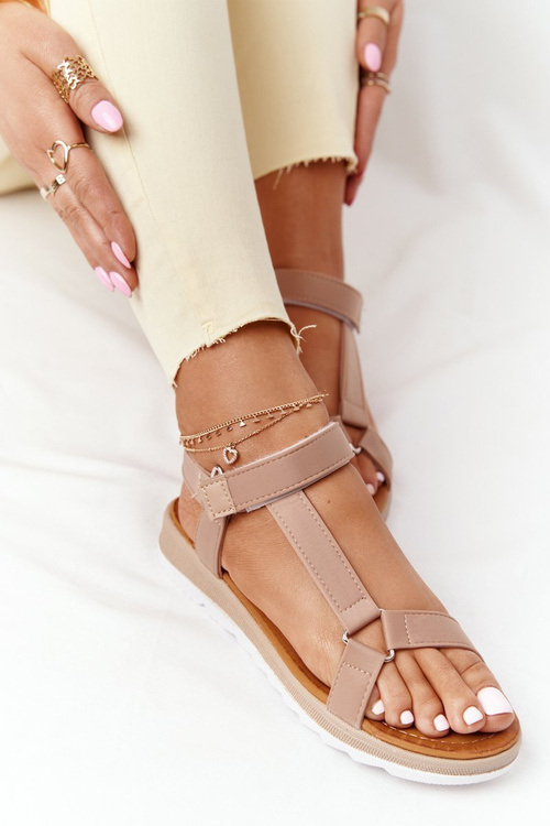 Damskie Sandały Na Gumowej Podeszwie Brązowe Stranger