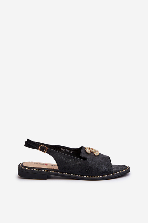 Damskie Sandały Z Ozdobą S.Barski KV27-049 Czarne