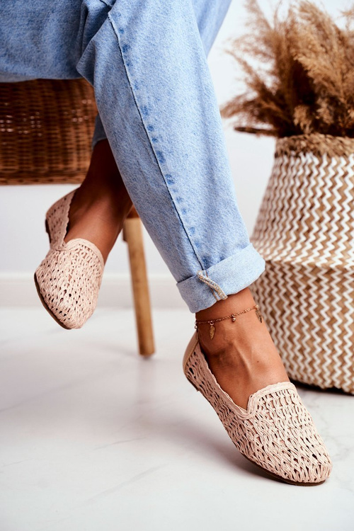 Baleriny Damskie Lu Boo Plecione Beżowe 4Ever