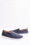 Granatowe Męskie Skórzane Mokasyny Perlugo