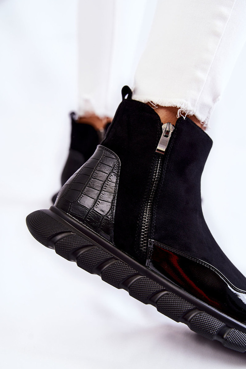 Zamszowe Damskie Botki Sneakersy Vinceza 23-10789 Czarne