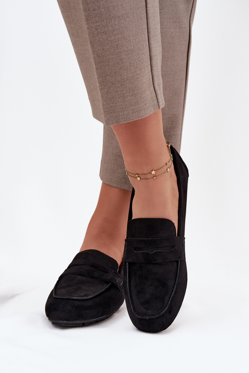 Loafersy Mokasyny Damskie Płaskie Czarne Roseline