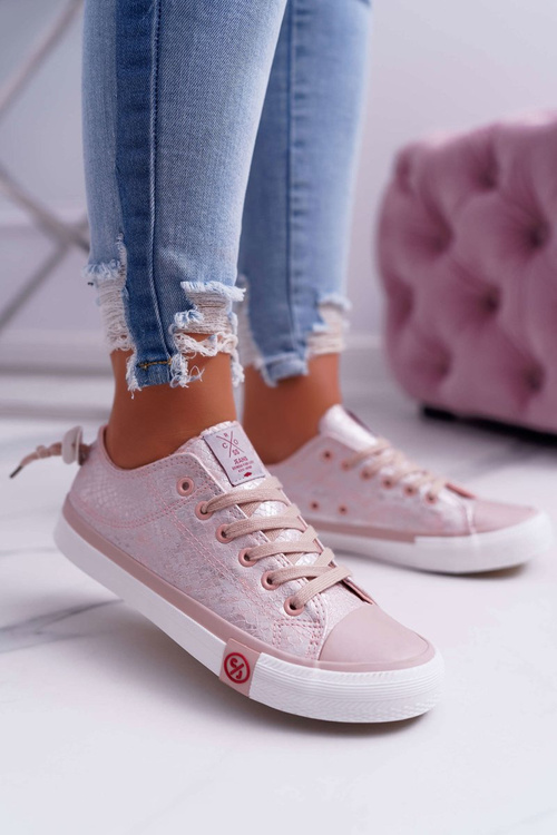 Trampki Damskie Cross Jeans Różowe DD2R4058