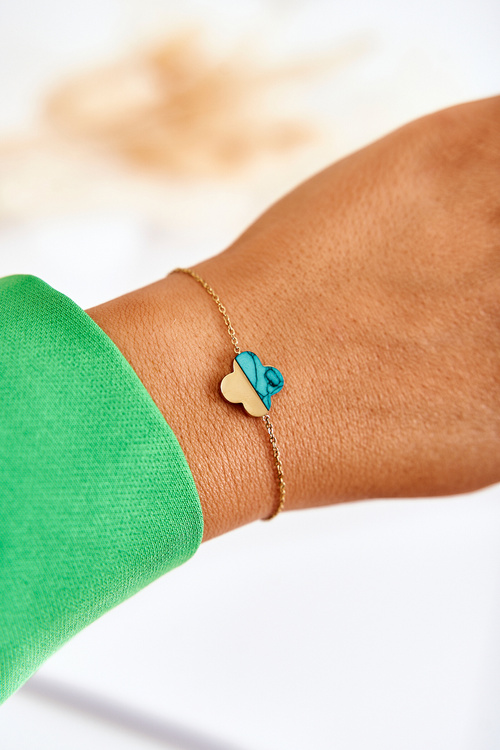 Bransoletka Na Łańcuszku Z Koniczyną Złoto-Zielona