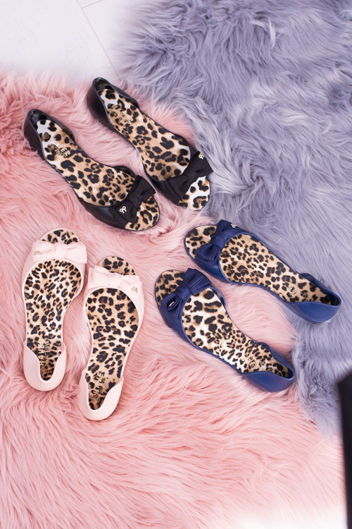 Granatowe Gumowe Damskie Baleriny Kokardka Victoria