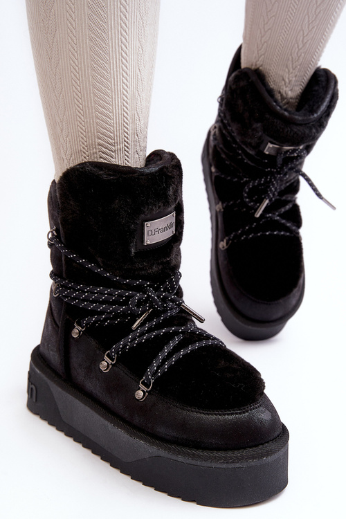 Wegańskie Śniegowce Na Platformie Wodoodporne D.Franklin DFSH371008 Czarne