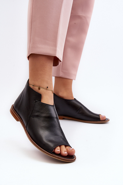 Damskie Skórzane Sandały Laura Messi 2443 Czarne