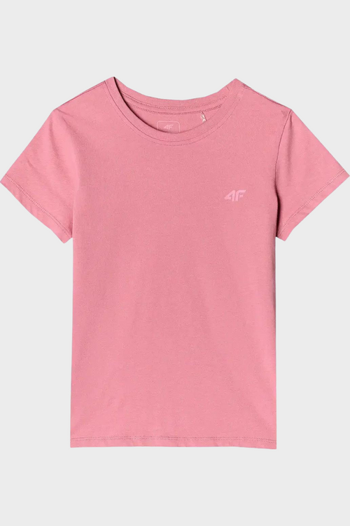 Dziewczęcy T-shirt Gładki Bawełniany Fuksja 4F 4FJWMM00TTSHF1658-56S