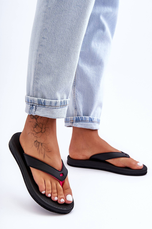 Damskie Japonki Klapki 4F 4FSS23FFLIF061-21S Czarno-Różowe