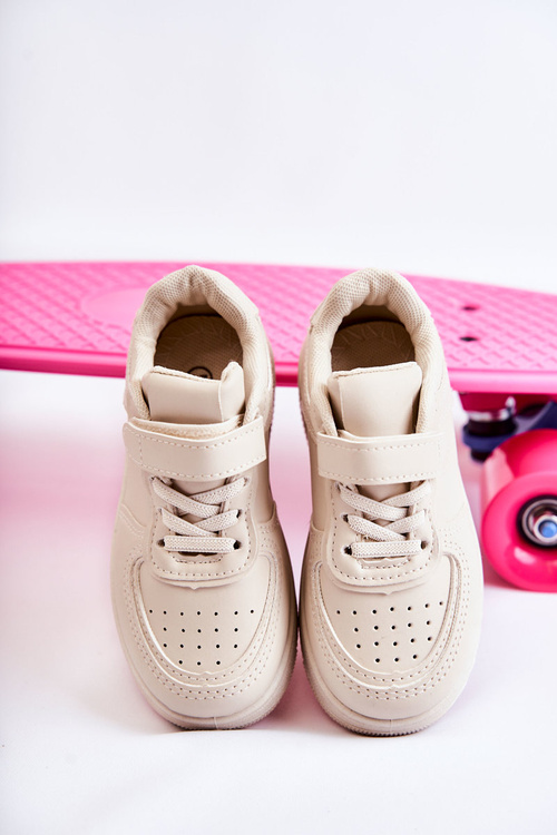 Dziecięce Buty Sportowe Na Rzepy Beżowe Elike