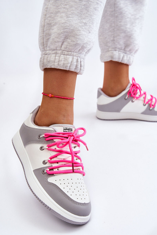 Damskie Klasyczne Buty Sportowe Podwójnie Sznurowane Biało-Szare Jella