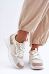 Damskie Buty Sportowe Sneakersy Na Platformie Beżowe Lomare