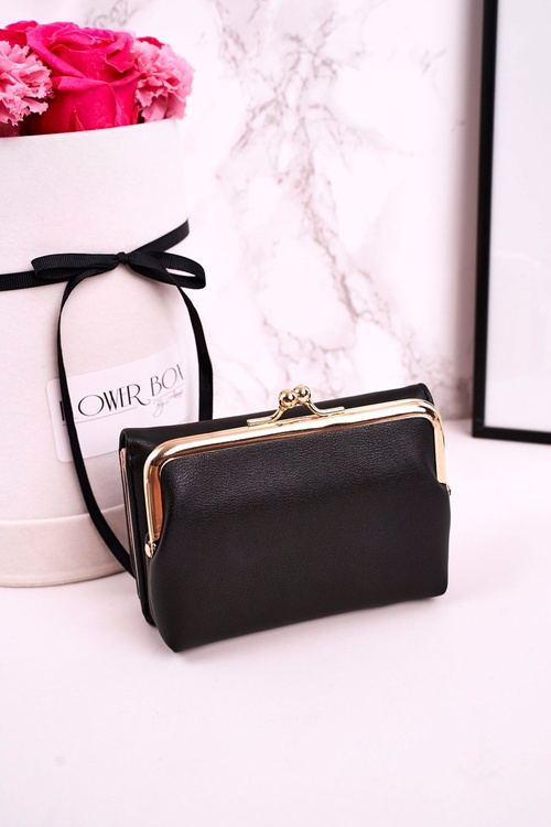 Średni Portfel Damski Zapinany Na Bigiel MILANO Czarny