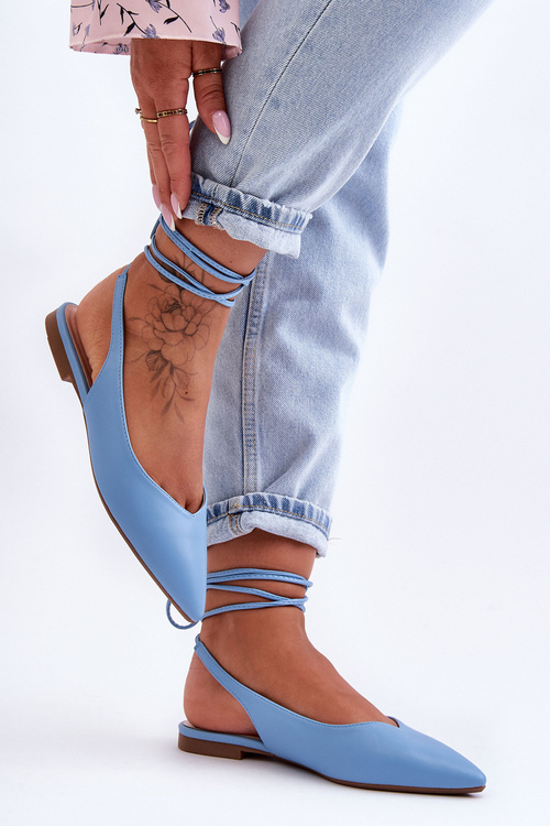 Damskie Wiązane Baleriny Niebieskie Lilly Ann