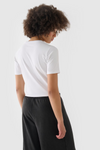 Damski Bawełniany T-shirt Slim Cropped 4F 4FWAW24TTSHF1701-10S Biały