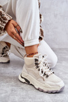 Damskie Wysokie Buty Sportowe GOE KK2N4097 Jasnobeżowe