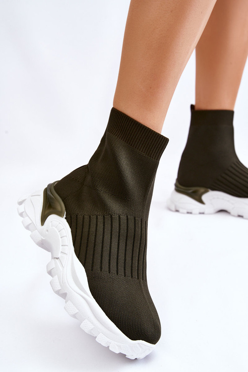 Damskie Wysokie Skarpetkowe Buty Sportowe Zielone Jovie