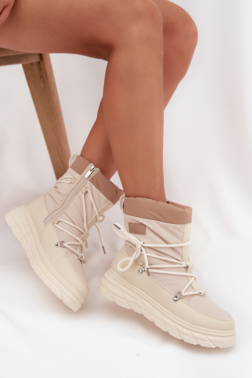 Śniegowce Damskie Na Zamek Lee Cooper LCJ-25-44-3931 Beżowe