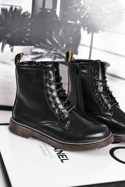 Botki Damskie Trapery Glany Czarne Marita