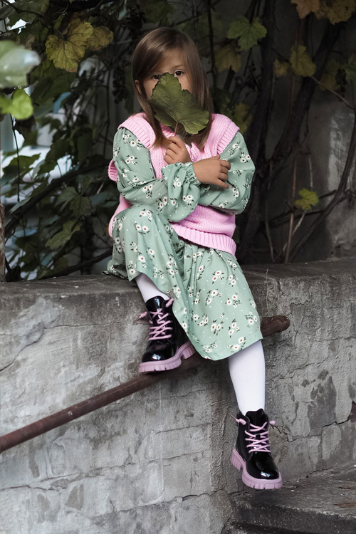 Lakierowane Ocieplane Botki Czarno-Fioletowe Heidi