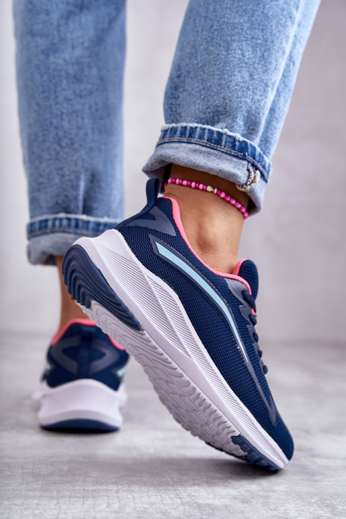 Damskie Modne Buty Sportowe Sneakersy Granatowe Ida