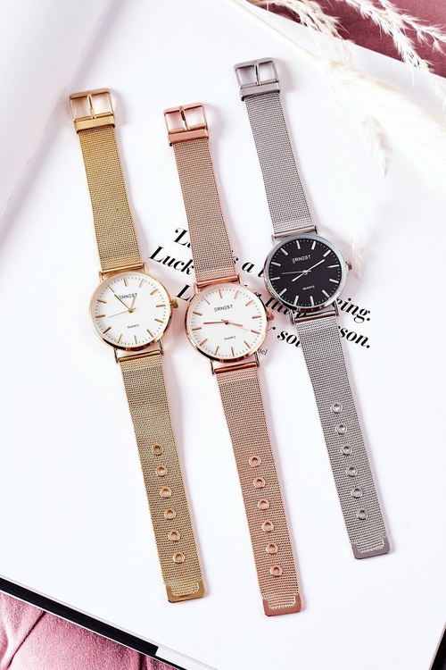 Zegarek Na Bransolecie Mesh ERNEST Różowe Złoto