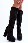 Kozaki Przed Kolano Na Obcasie I Platformie Czarne Baldrema