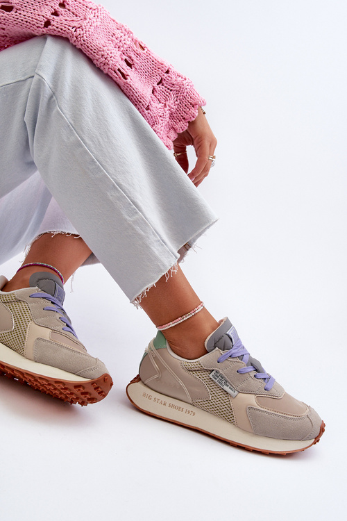 Sneakersy Damskie Na Platformie Memory Foam System Big Star NN274681 Beżowe