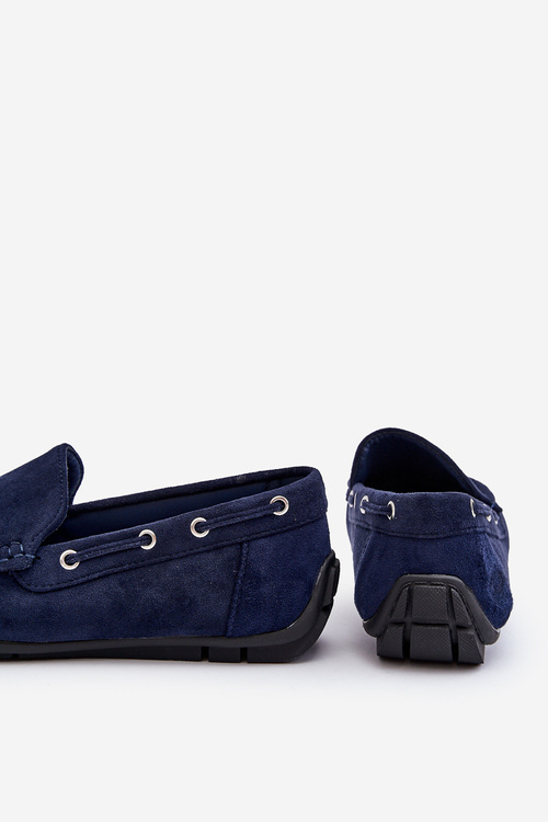 Męskie Zamszowe Wsuwane Mokasyny Granatowe Rayan