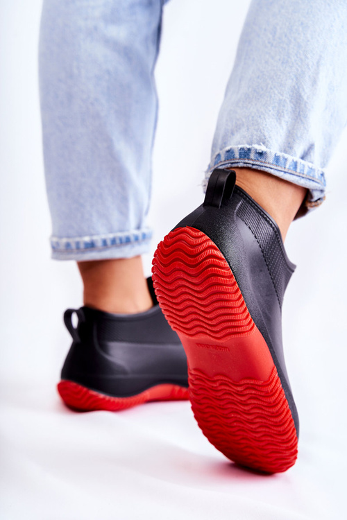 Damskie Niskie Kalosze Czarno-Czerwone Eldora