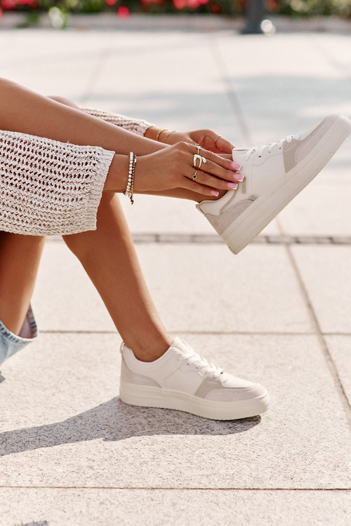 Damskie Niskie Sneakersy Z Eko Skóry Big Star OO274029 Beżowe