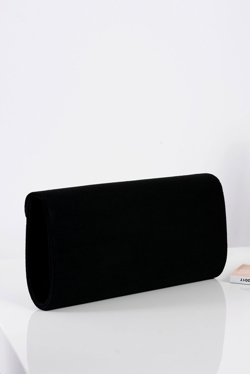 Damska Torebka Czarna Zamszowa Kopertówka Złoty Łańcuszek