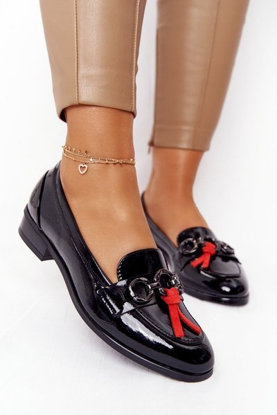 Eleganckie Damskie Mokasyny Vinceza 10585 Lakierowane Czarne