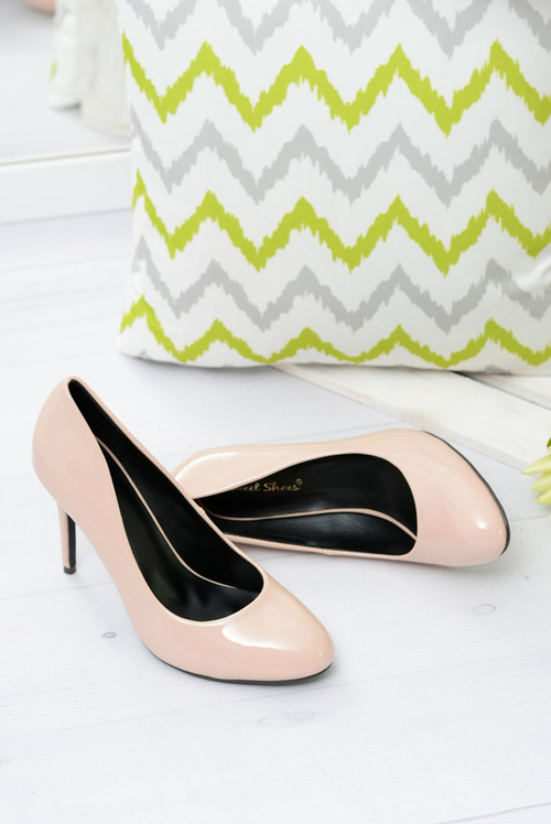 Beżowe Lakierowane Szpilki Sophia