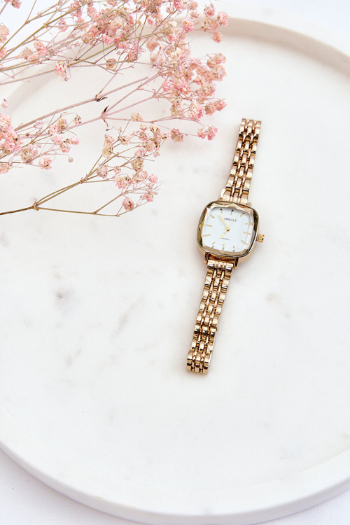 Modny Zegarek Z Białą Tarczą ERNEST Złoty