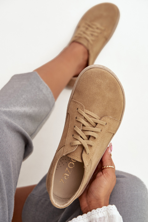 Trampki Typu Barefoot Z Naturalnego Zamszu Zazoo 314 Beżowe