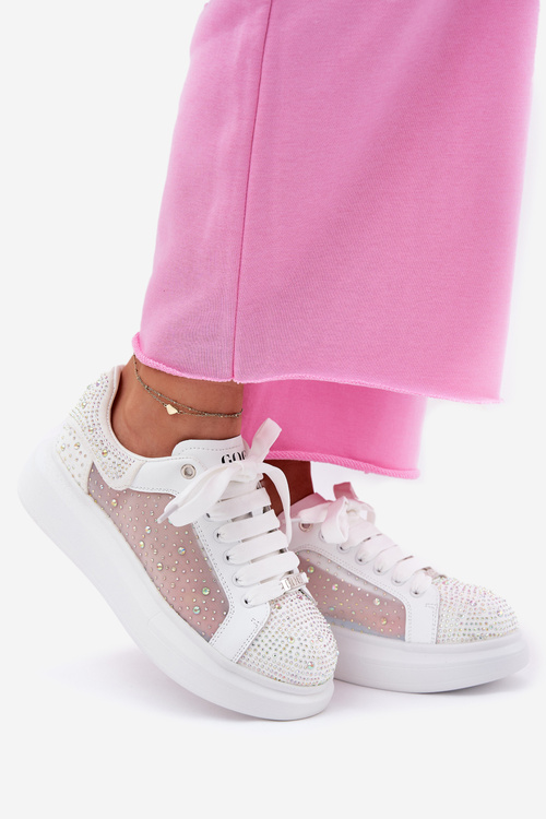 Zdobione Sneakersy Na Platformie GOE RR2N4003 Białe
