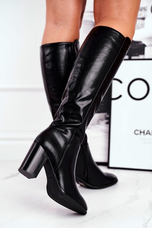 Damskie kozaki do kolana Sergio Leone czarne KZ278