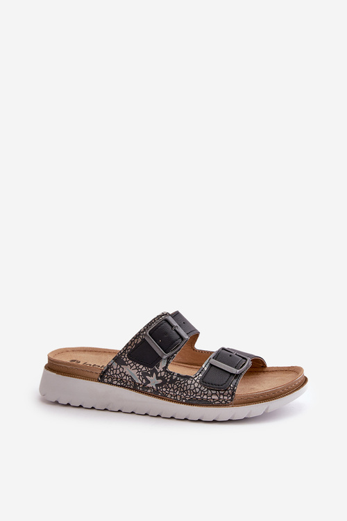 Damskie Wygodne Klapki Z Klamrami Inblu CN000033 Czarne