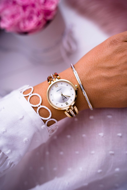 Damski Zegarek Ernest Cyrkonie Złoty Alendi