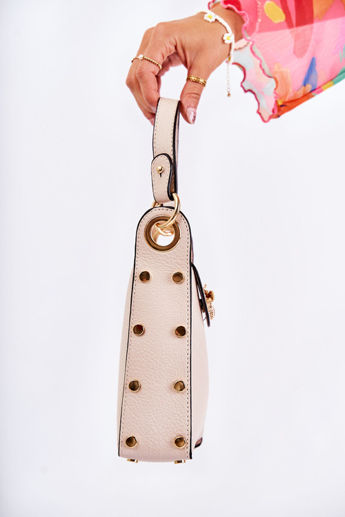 Mała Damska Torebka Z Ozdobą Beżowa Ellies