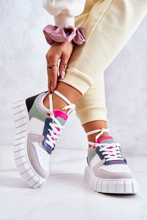 Damskie Skórzane Buty Sportowe Biało-Szare Florentine