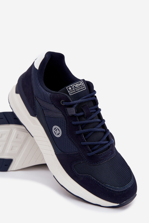 Buty Sportowe Sneakersy Męskie Na Platformie Granatowe Hanirin