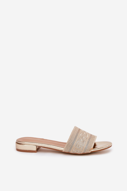 Klapki Damskie Na Płaskim Obcasie Złote Fexxy